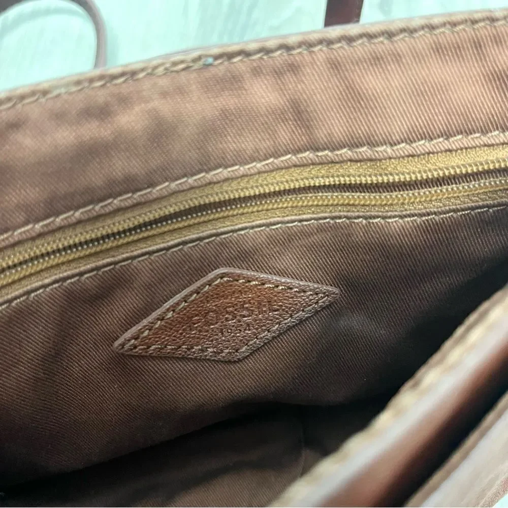 Fossil Purse Women’s Preston Brown & Gold‎ Leather Snap Fold-Over Flap Crossbody